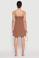 Womens Tie Front Keyhole Cami Dress,