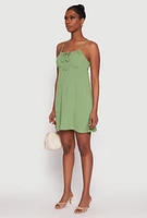 Womens Tie Front Keyhole Cami Dress, Green, Size L