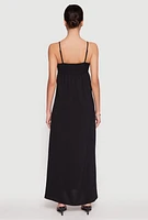 Womens Airy Side Slit Maxi Dress, Black, Size S