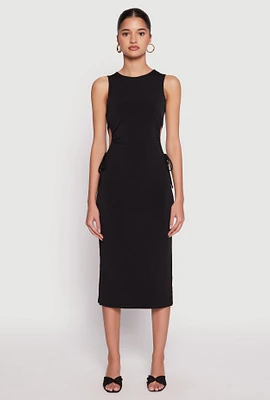 Womens Drawstring Side Cut Out Midi Dress,