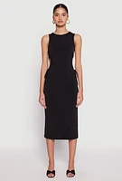 Womens Drawstring Side Cut Out Midi Dress,