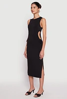 Womens Drawstring Side Cut Out Midi Dress,