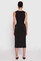 Womens Drawstring Side Cut Out Midi Dress,
