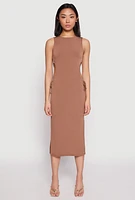 Womens Drawstring Side Cut Out Midi Dress,