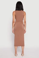 Womens Drawstring Side Cut Out Midi Dress,