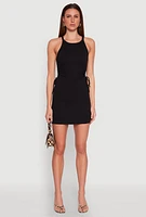 Womens Drawstring Side Cut Out Mini Dress,