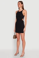 Womens Drawstring Side Cut Out Mini Dress,