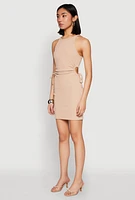 Womens Drawstring Side Cut Out Mini Dress,