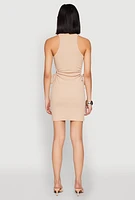 Womens Drawstring Side Cut Out Mini Dress,