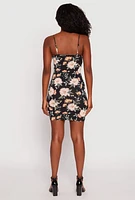 Womens Floral Print Bustier Cami Dress, Multi,