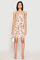 Womens Floral Print Bustier Cami Dress, Multi, Size L