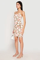 Womens Floral Print Bustier Cami Dress, Multi, Size L