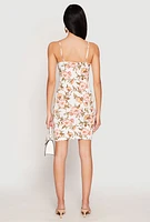 Womens Floral Print Bustier Cami Dress, Multi, Size L