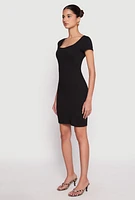Womens Square Neck Mini T Shirt Dress,