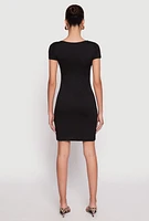 Womens Square Neck Mini T Shirt Dress,