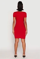 Womens Square Neck Mini T Shirt Dress, Red, Size L