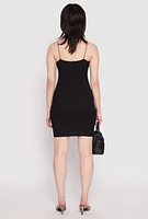 Womens Ribbed Knit Cami Bodycon Dress, M