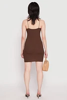 Womens Ribbed Knit Cami Bodycon Dress, S