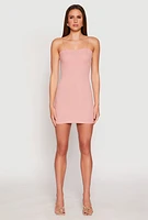 Womens Ribbed Knit Cami Bodycon Dress, Pink, Size S