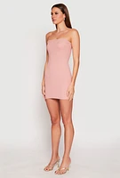 Womens Ribbed Knit Cami Bodycon Dress, Pink, Size S