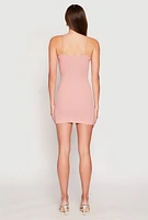 Womens Ribbed Knit Cami Bodycon Dress, Pink, Size S