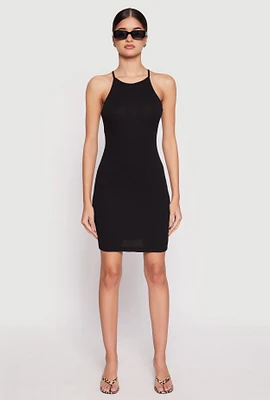 Womens High Neck Cami Mini Dress, Black, Size S