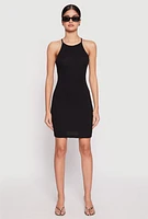 Womens High Neck Cami Mini Dress, Black, Size S