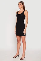 Womens Ribbed Knit Scoop Neck Tank Dress,