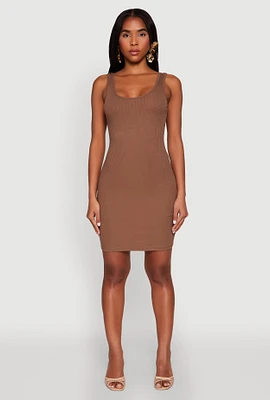 Womens Ribbed Knit Scoop Neck Tank Dress,