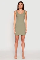 Womens Ribbed Knit Scoop Neck Tank Dress, S