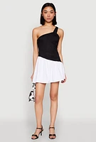 Womens One Shoulder Asymmetrical Color Block Mini Dress, Multi,