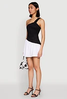 Womens One Shoulder Asymmetrical Color Block Mini Dress, Multi,