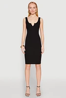 Womens Ribbed Knit Notch Neck Dress,
