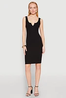 Womens Ribbed Knit Notch Neck Dress,