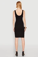 Womens Ribbed Knit Notch Neck Dress,