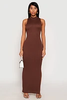 Womens Textured Knit Turtleneck Maxi Dress,