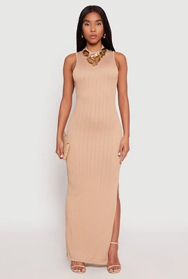 Womens Textured Knit Turtleneck Maxi Dress,