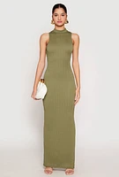 Womens Textured Knit Turtleneck Maxi Dress, M