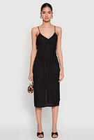 Womens Crochet Detail Slit Back Cami Bodycon Dress,