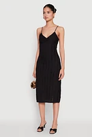 Womens Crochet Detail Slit Back Cami Bodycon Dress, Black, Size L