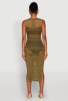 Womens Side Slit Crochet Midi Dress,