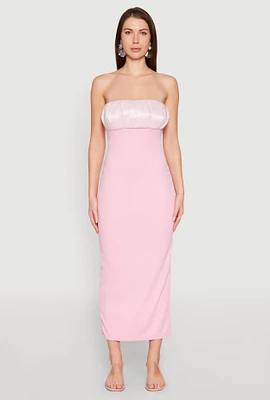 Womens Empire Waist Slit Back Maxi Dress, Pink, Size L