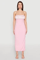 Womens Empire Waist Slit Back Maxi Dress, Pink, Size L