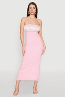 Womens Empire Waist Slit Back Maxi Dress, Pink, Size XL