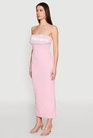 Womens Empire Waist Slit Back Maxi Dress, Pink, Size L
