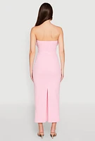 Womens Empire Waist Slit Back Maxi Dress, Pink, Size L