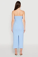 Womens Empire Waist Slit Back Maxi Dress, Blue, Size S