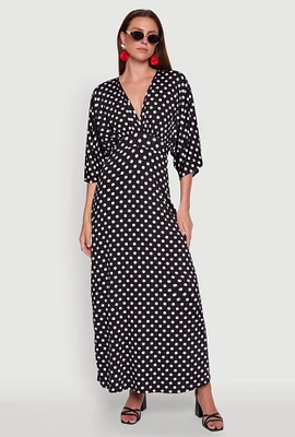 Womens Polka Dot Empire Waist Maxi Dress,