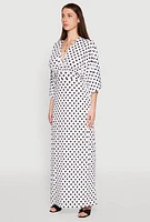 Womens Polka Dot Empire Waist Maxi Dress, White,