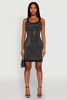 Womens Greek Key Rhinestone Mini Dress,